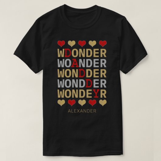 Wonder Daddy Red Gold Silver Glitzer Individuelle T-Shirt (Design vorne)
