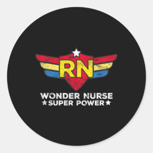 Wonder Nurse Rn Registered Nurse Geschenk Superher Runder Aufkleber