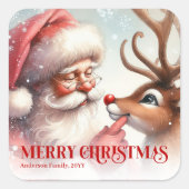 Wonder Personalized Santa Rudolph Christmas Sticke Quadratischer Aufkleber (Vorderseite)
