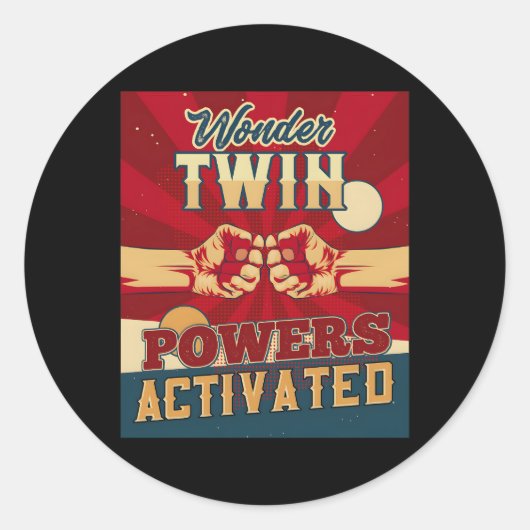 Wonder Twin Power aktiviert Twins Sibling Childre Runder Aufkleber (Vorderseite)