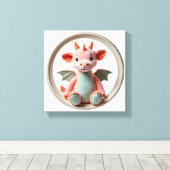 Wonder Wall Art Dragon Freude in Rosa und Grün Leinwanddruck (Insitu (Holzboden))