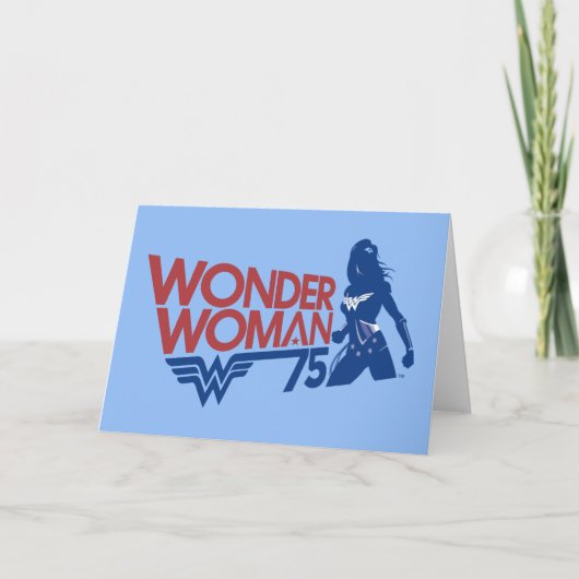 Wonder Woman 75-jähriges Red & Blue Logo Karte (Vorderseite)