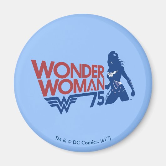 Wonder Woman 75-jähriges Red & Blue Logo Magnet (Vorne)