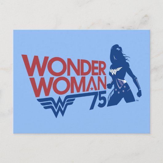 Wonder Woman 75th Anniversary Red & Blue Logo Postkarte (Vorderseite)