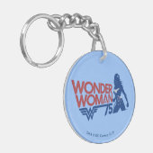 Wonder Woman 75th Anniversary Red & Blue Logo Schlüsselanhänger (Vorderseite links)