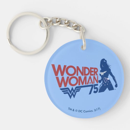 Wonder Woman 75th Anniversary Red & Blue Logo Schlüsselanhänger (Vorderseite)