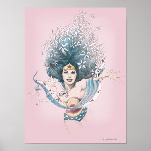 Wonder Woman and Flowers Poster (Vorne)