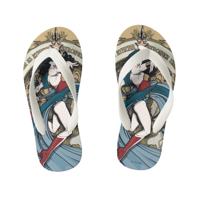 Wonder Woman Art Nouveau Panel Kinderbadesandalen (Fußbett)