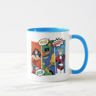 Wonder Woman, Batgirl und Harley Quinn Feiertage Tasse