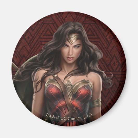 Wonder Woman Battle-Ready Comic Kunst Magnet (Vorne)