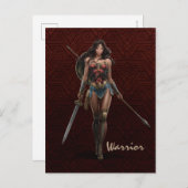 Wonder Woman Battle-Ready Comic Kunst Postkarte (Vorne/Hinten)