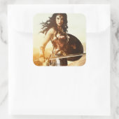 Wonder Woman bei Sunset Quadratischer Aufkleber (Tasche)