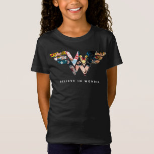 Wonder Woman "Believe In Wonder" Collage Logo T-Shirt