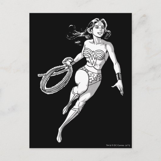 Wonder Woman Black & White Lasso Postkarte (Vorderseite)