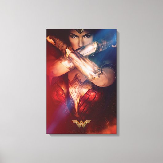Wonder Woman Blockierung mit Armbändern Leinwanddruck (Vorderseite)