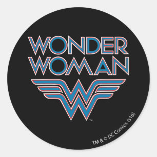 Wonder Woman Blue and Red Retro Logo Runder Aufkleber