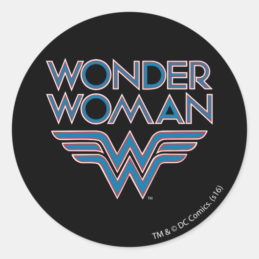 Wonder Woman Blue and Red Retro Logo Runder Aufkleber (Vorderseite)