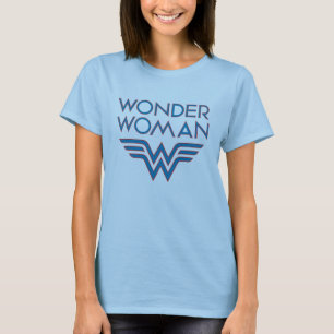 Wonder Woman Blue and Red Retro Logo T-Shirt