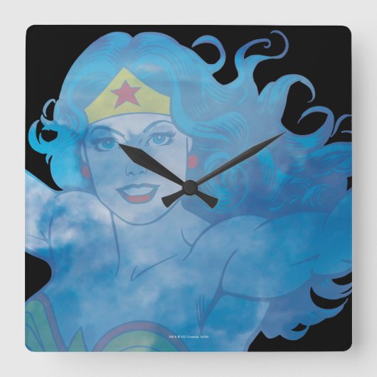 Wonder Woman Blue Sky Silhouette Quadratische Wanduhr (Vorderseite)