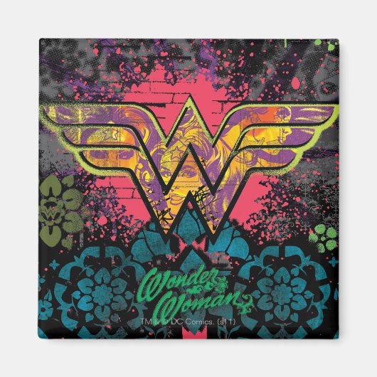Wonder Woman Brick Wall Collage Magnet (Vorne)