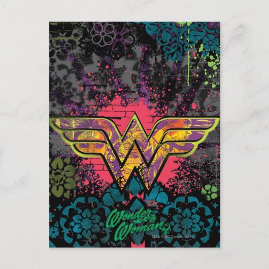 Wonder Woman Brick Wall Collage Postkarte (Vorderseite)
