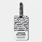 Wonder Woman Brush Typografy Art Gepäckanhänger (Rückseite vertikal)