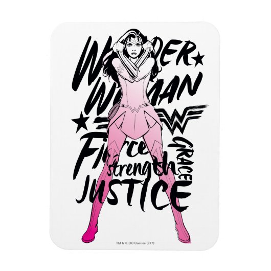 Wonder Woman Brush Typografy Art Magnet (Vertikal)