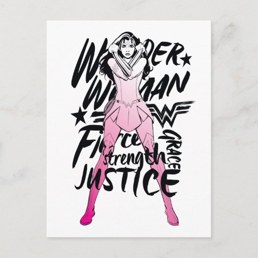 Wonder Woman Brush Typografy Art Postkarte (Vorderseite)