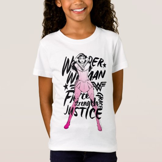 Wonder Woman Brush Typografy Art T-Shirt (Vorderseite)
