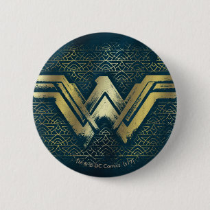 Wonder Woman Brushed Gold Symbol Button