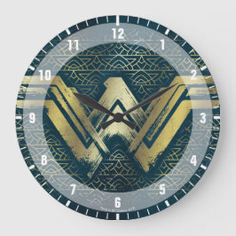 Wonder Woman Brushed Gold Symbol Große Wanduhr