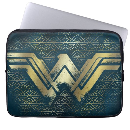 Wonder Woman Brushed Gold Symbol Laptopschutzhülle (Vorderseite)