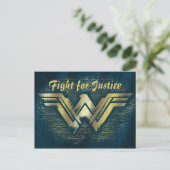 Wonder Woman Brushed Gold Symbol Postkarte (Stehend Vorderseite)