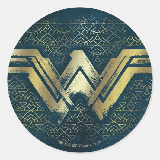 Wonder Woman Brushed Gold Symbol Runder Aufkleber (Vorderseite)