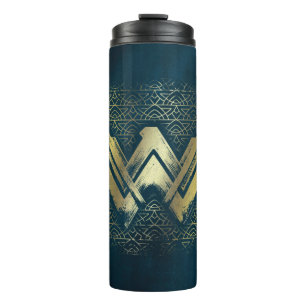 Wonder Woman Brushed Gold Symbol Thermosbecher