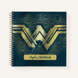 Wonder Woman Brushed Gold Symbol Zeichnend Notizblock