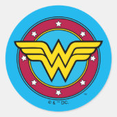 Wonder Woman | Circle & Stars Logo Runder Aufkleber (Vorderseite)