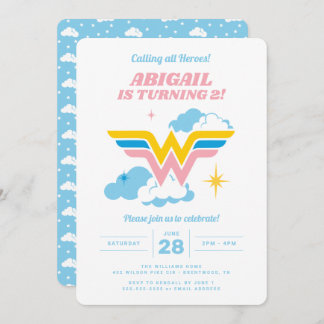 Wonder Woman Clouds Logo Geburtstag Einladung