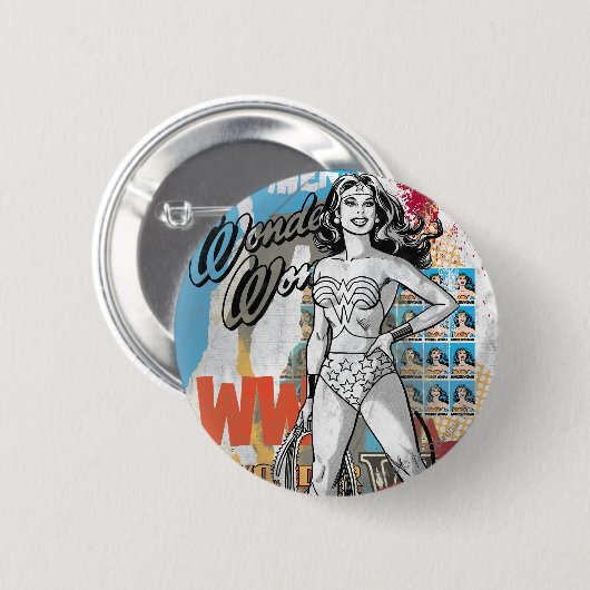 Wonder Woman Collage 2 Button (Vorne & Hinten)