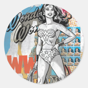 Wonder Woman Collage 2 Runder Aufkleber