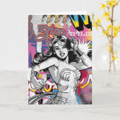 Wonder Woman Collage 3 Karte (Gelbe Blume)