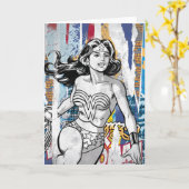Wonder Woman Collage 4 Karte (Gelbe Blume)