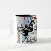 Wonder Woman Collage 4 Zweifarbige Tasse (Vorderseite Links)