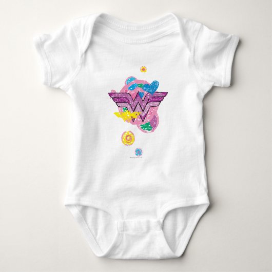 Wonder Woman Colorful Scribbles Baby Strampler (Vorderseite)