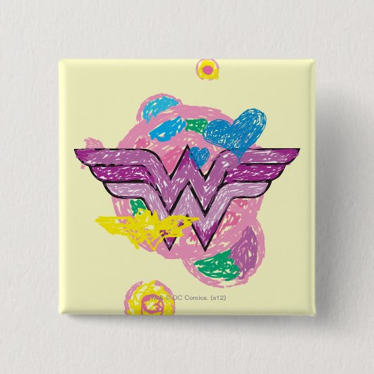 Wonder Woman Colorful Scribbles Button (Vorderseite)