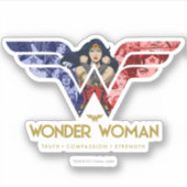 Wonder Woman Crossed Arms in Logo Collage Aufkleber (Vorderseite)