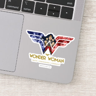 Wonder Woman Crossed Arms in Logo Collage Aufkleber