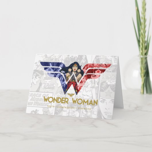 Wonder Woman Crossed Arms in Logo Collage Karte (Vorderseite)