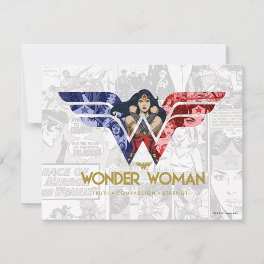 Wonder Woman Crossed Arms in Logo Collage Mitteilungskarte (Vorderseite)