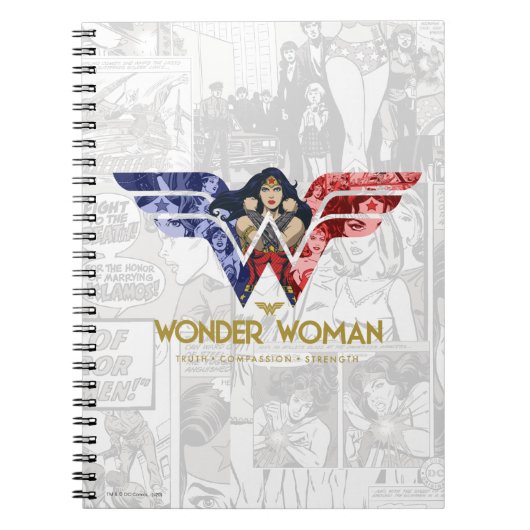 Wonder Woman Crossed Arms in Logo Collage Notizblock (Vorderseite)